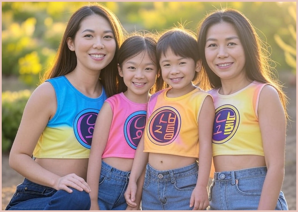 고인돌 가족 크롭 반팔티