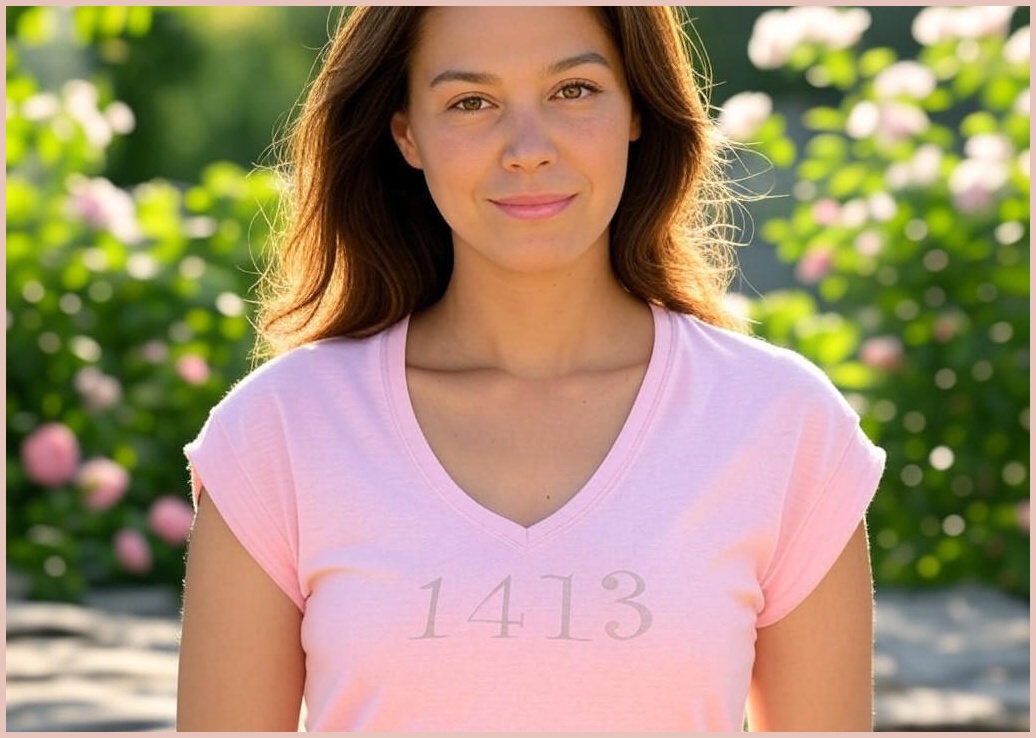 데일로엔 여성용 무지 브이넥 반팔 티셔츠 1413