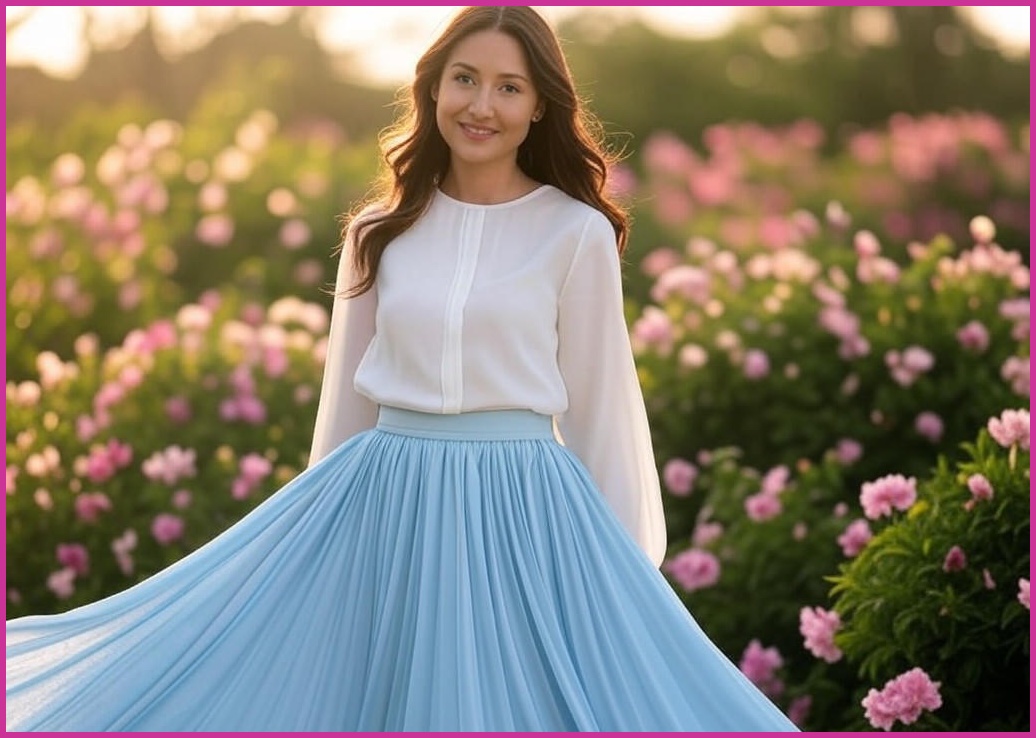 로엔나 여성용 밴딩 A라인 주름 루즈핏 롱스커트