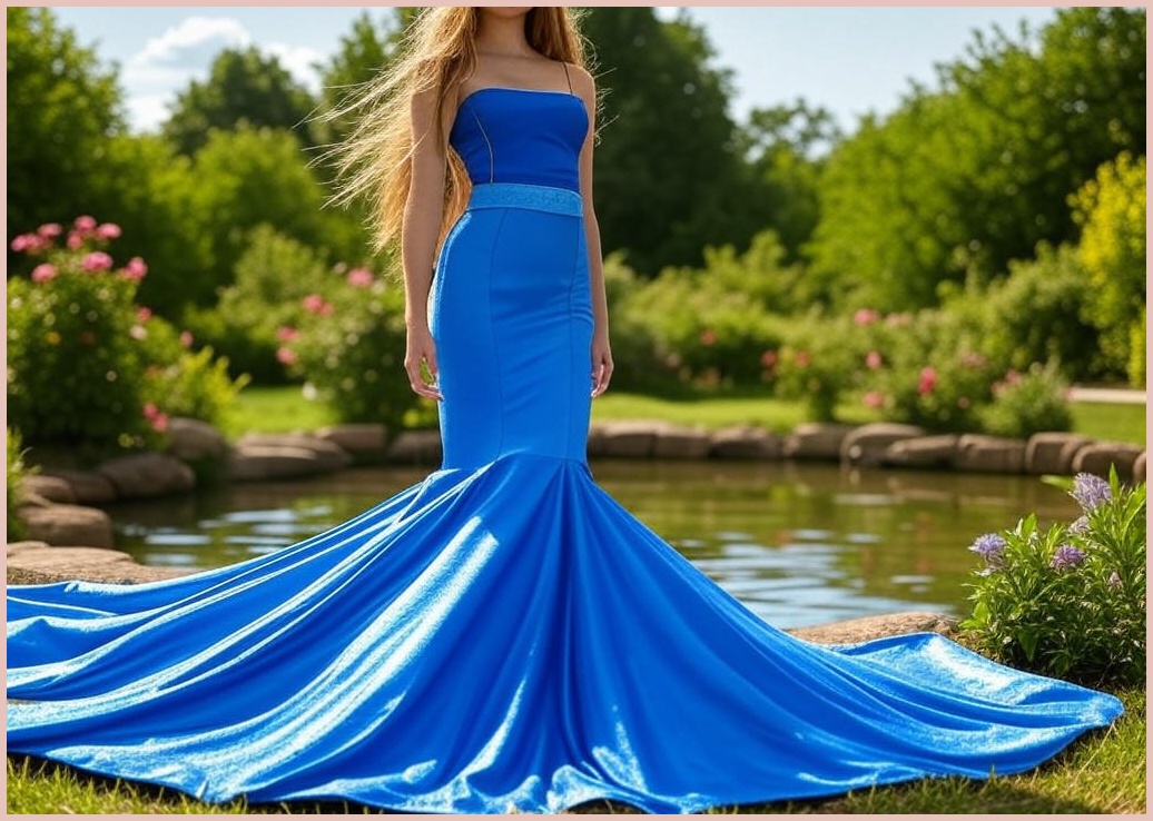 이푼아이 머메이드 스판 롱 플레어 스커트