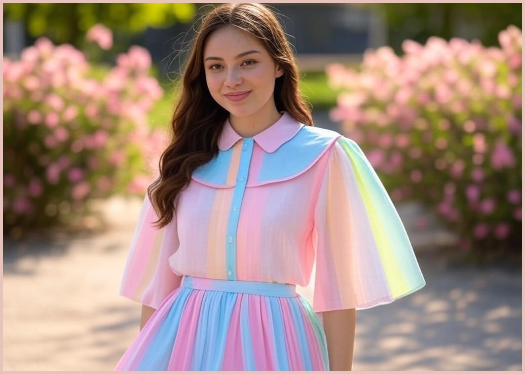 해피유통  여성 봄여름 교복 스타일 면 반팔 세트 큰 칼라 디자인byq